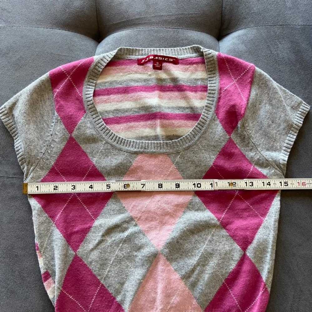 Vintage y2k argyle pink and grey vest size small - image 4