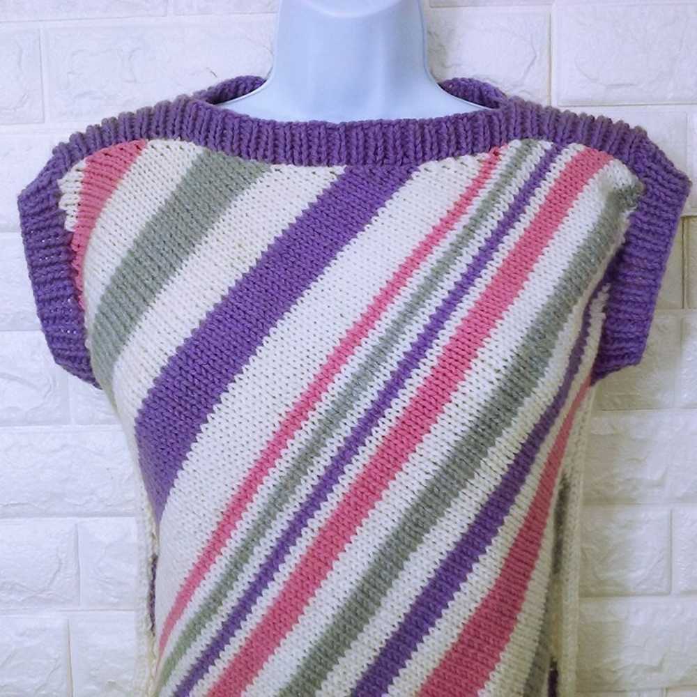 Vintage 80s Handmade Sweater Vest Knit Top S(6) S… - image 2