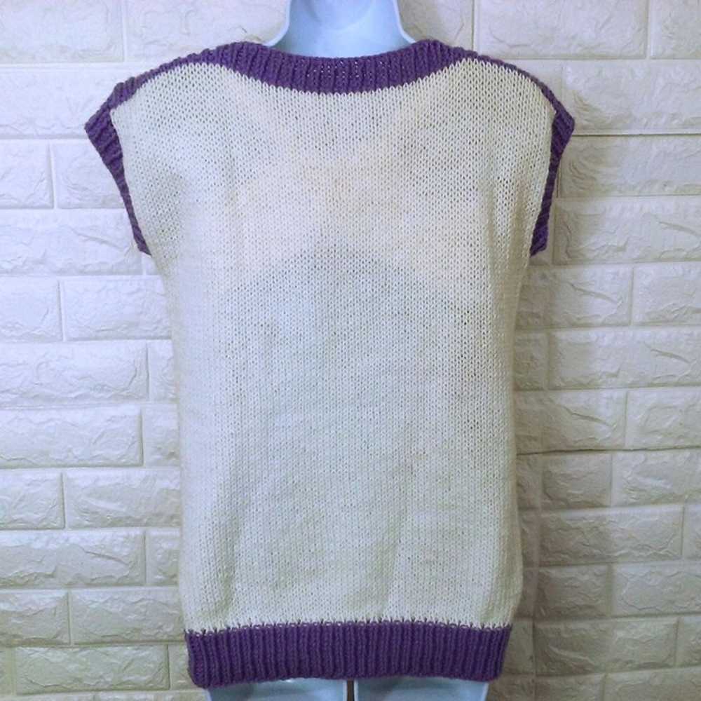 Vintage 80s Handmade Sweater Vest Knit Top S(6) S… - image 6