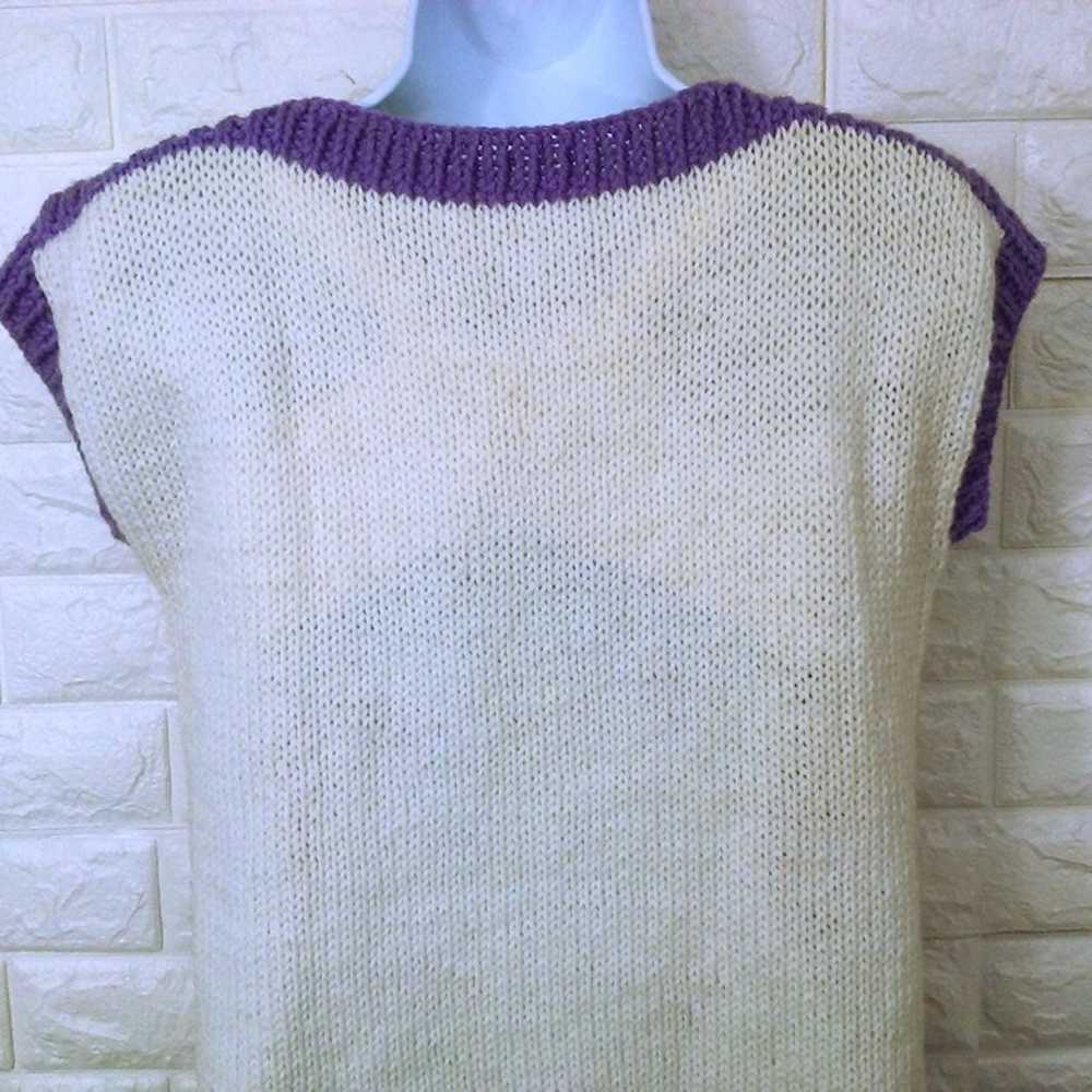 Vintage 80s Handmade Sweater Vest Knit Top S(6) S… - image 7