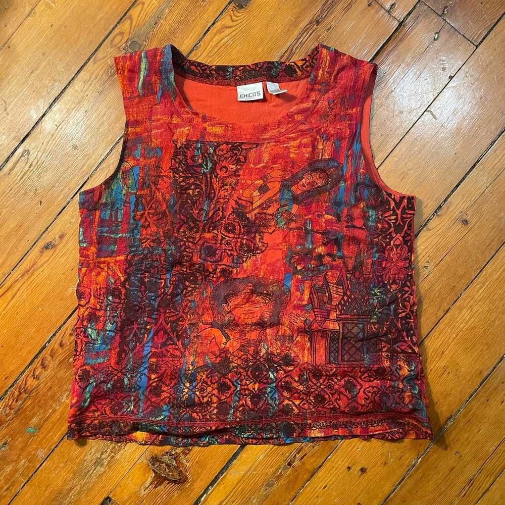 Chicos Vintage 90s Red Print Graphic Camisole || … - image 1