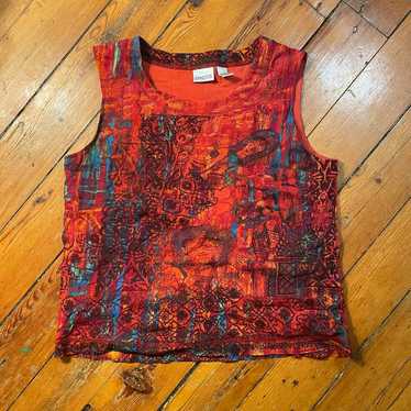 Chicos Vintage 90s Red Print Graphic Camisole || … - image 1