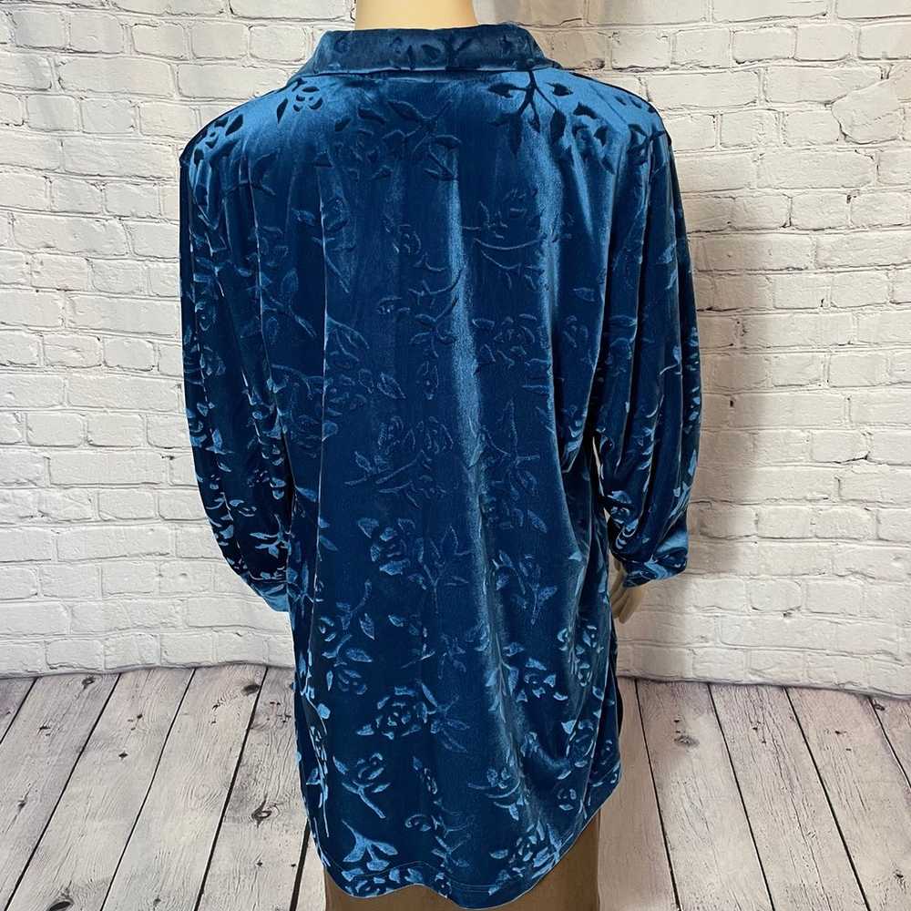 Vintage Diane Von Furstenberg Blue Floral Velvet … - image 6