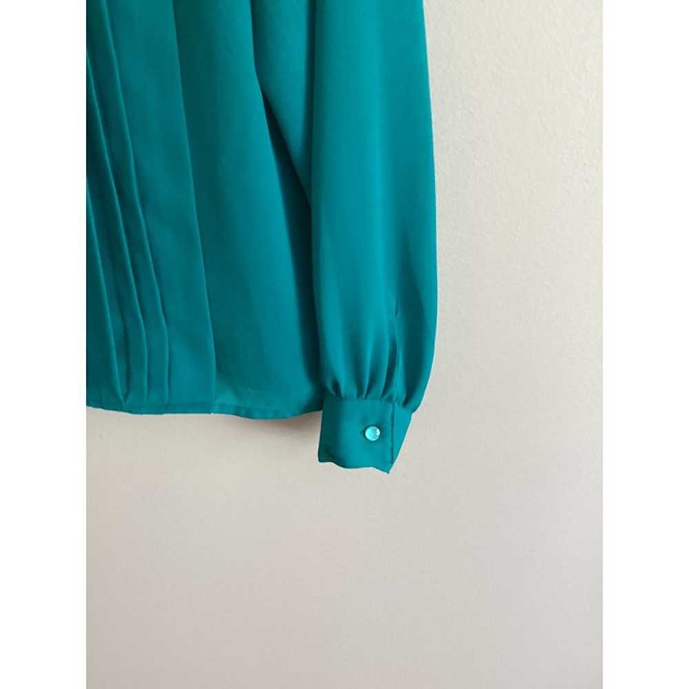 Vintage Teal Green Long Sleeve Blouse Turquoise C… - image 6