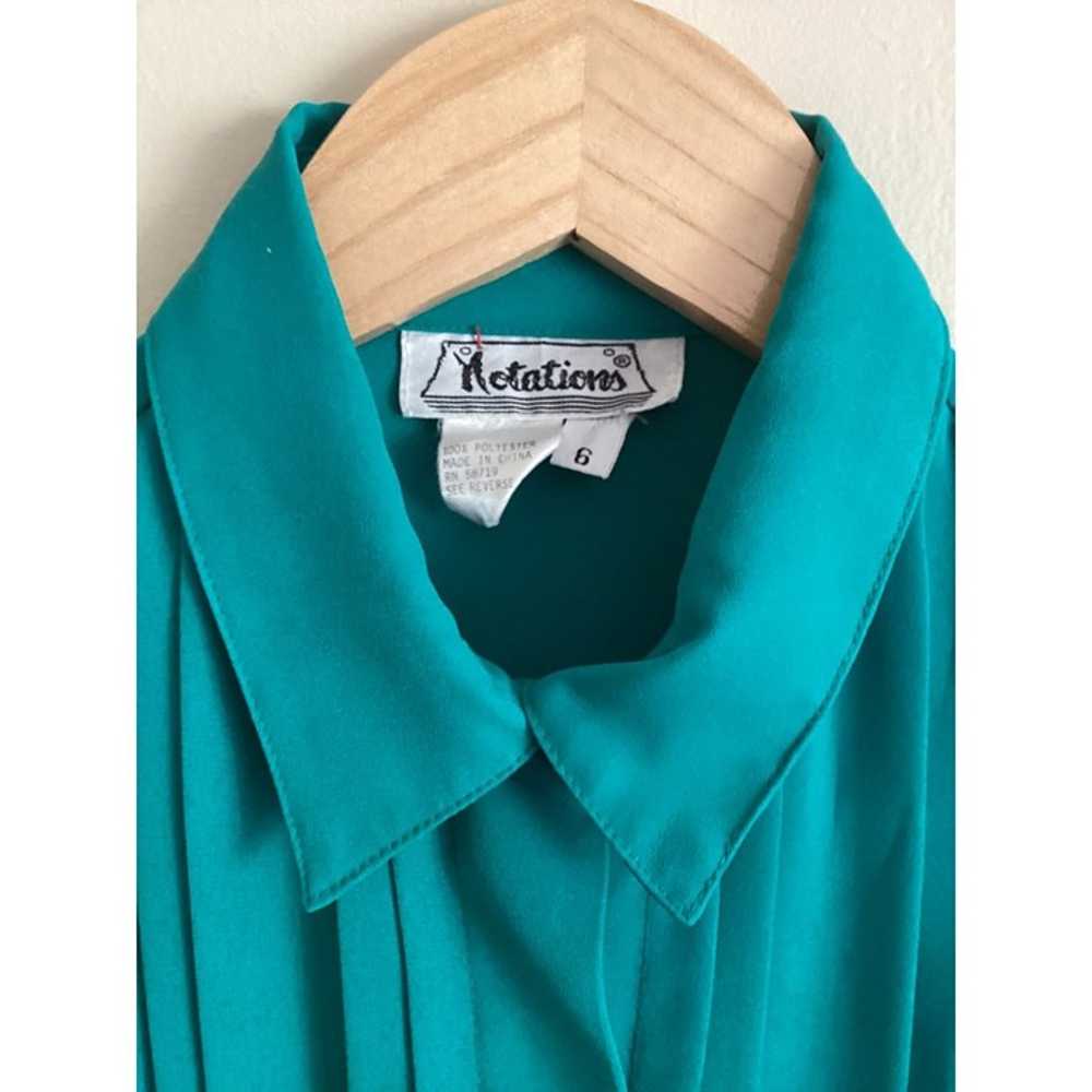 Vintage Teal Green Long Sleeve Blouse Turquoise C… - image 7