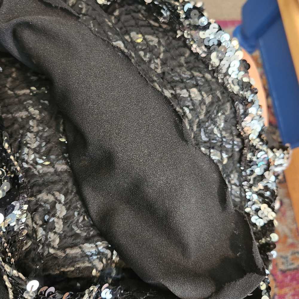 VTG Toni Todd Black & Silver Sequin Cap Sleeve Cr… - image 9