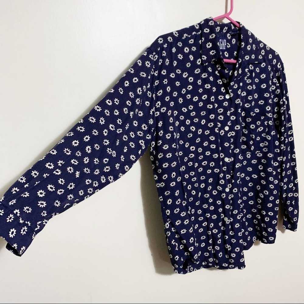 Vintage 90s Gap Daisy Print Blouse S - image 2