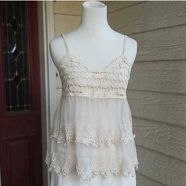 May & July Vintage Crochet Lace Babydoll Top - image 1