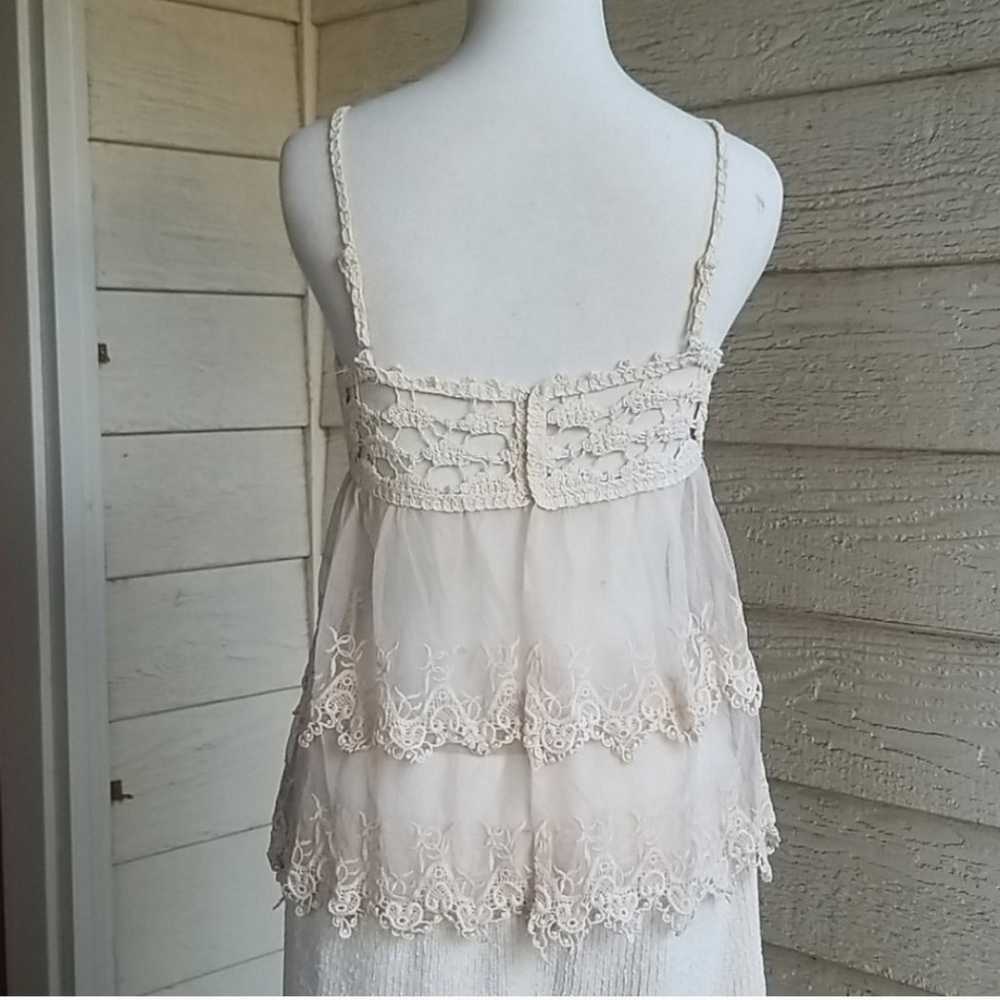 May & July Vintage Crochet Lace Babydoll Top - image 2