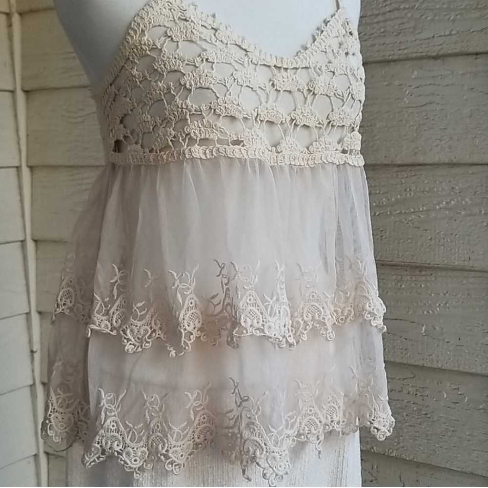 May & July Vintage Crochet Lace Babydoll Top - image 3