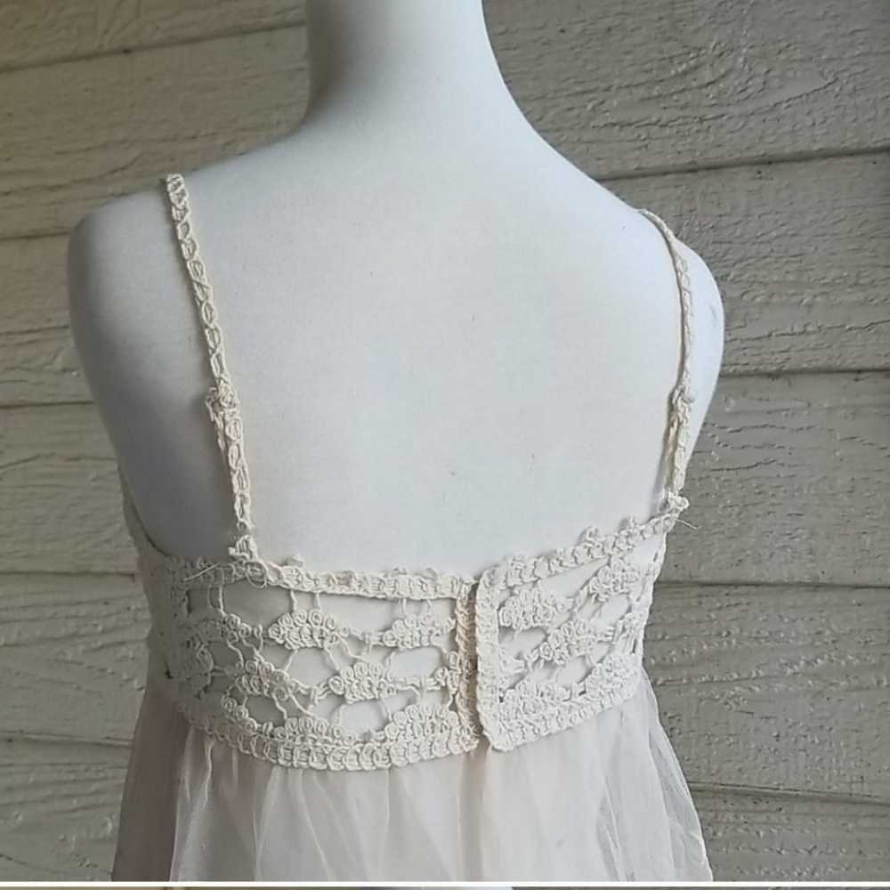 May & July Vintage Crochet Lace Babydoll Top - image 4