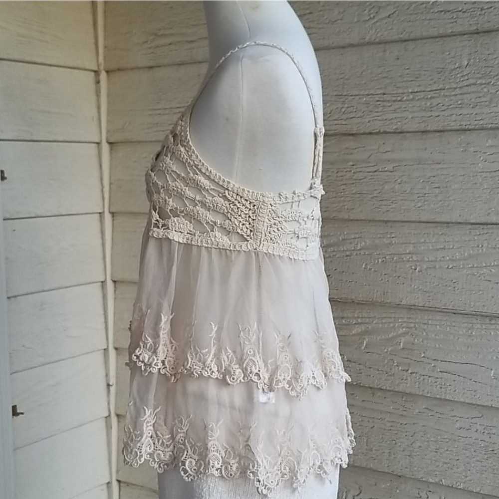 May & July Vintage Crochet Lace Babydoll Top - image 5