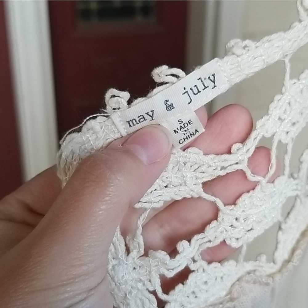 May & July Vintage Crochet Lace Babydoll Top - image 9