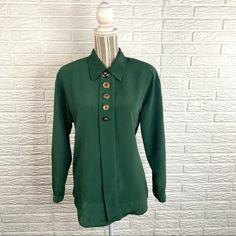 Vtg Impressions Green Button Up Shirt - image 1