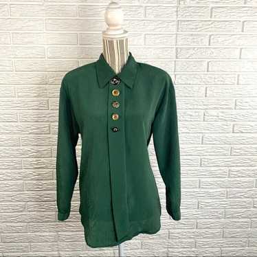 Vtg Impressions Green Button Up Shirt - image 1