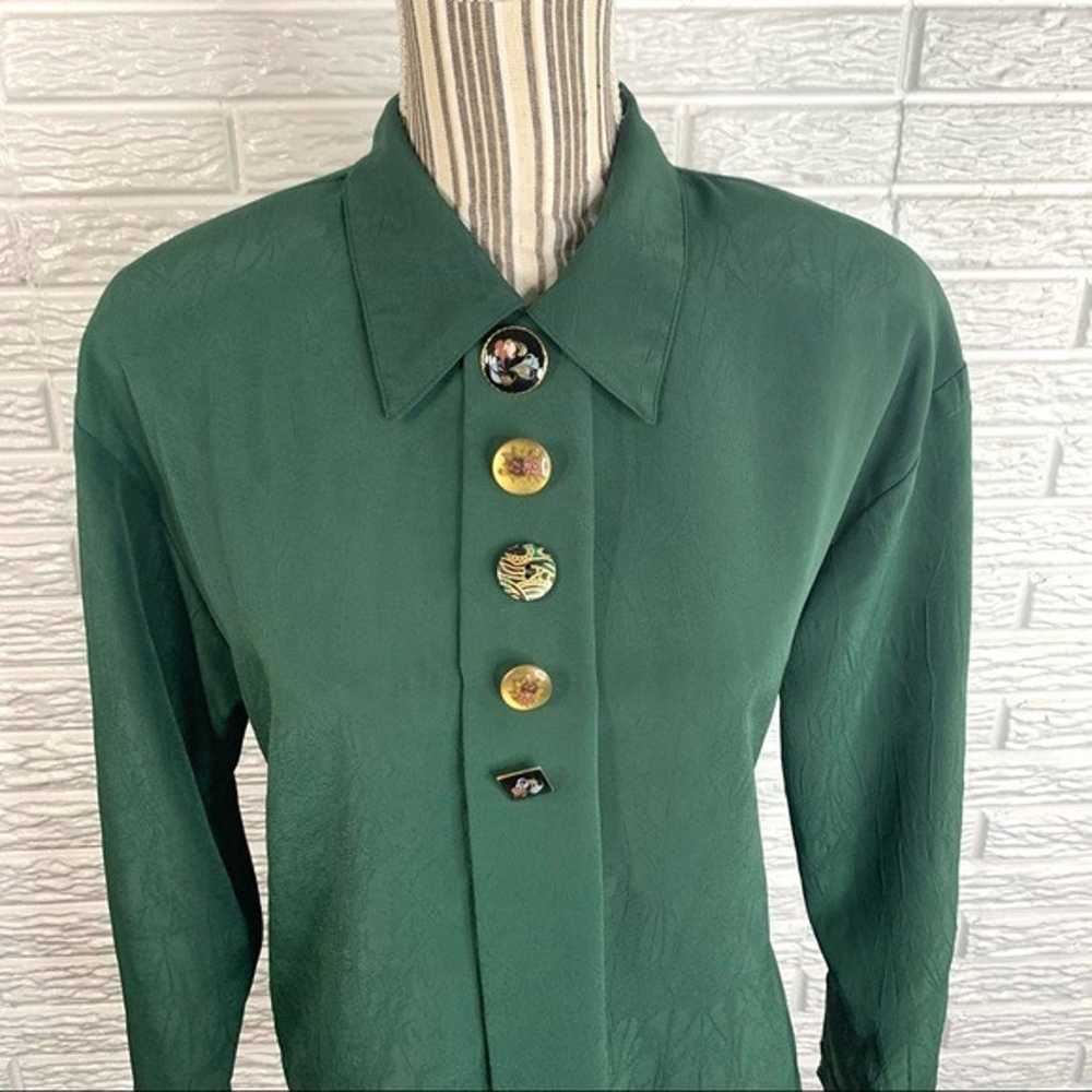 Vtg Impressions Green Button Up Shirt - image 2