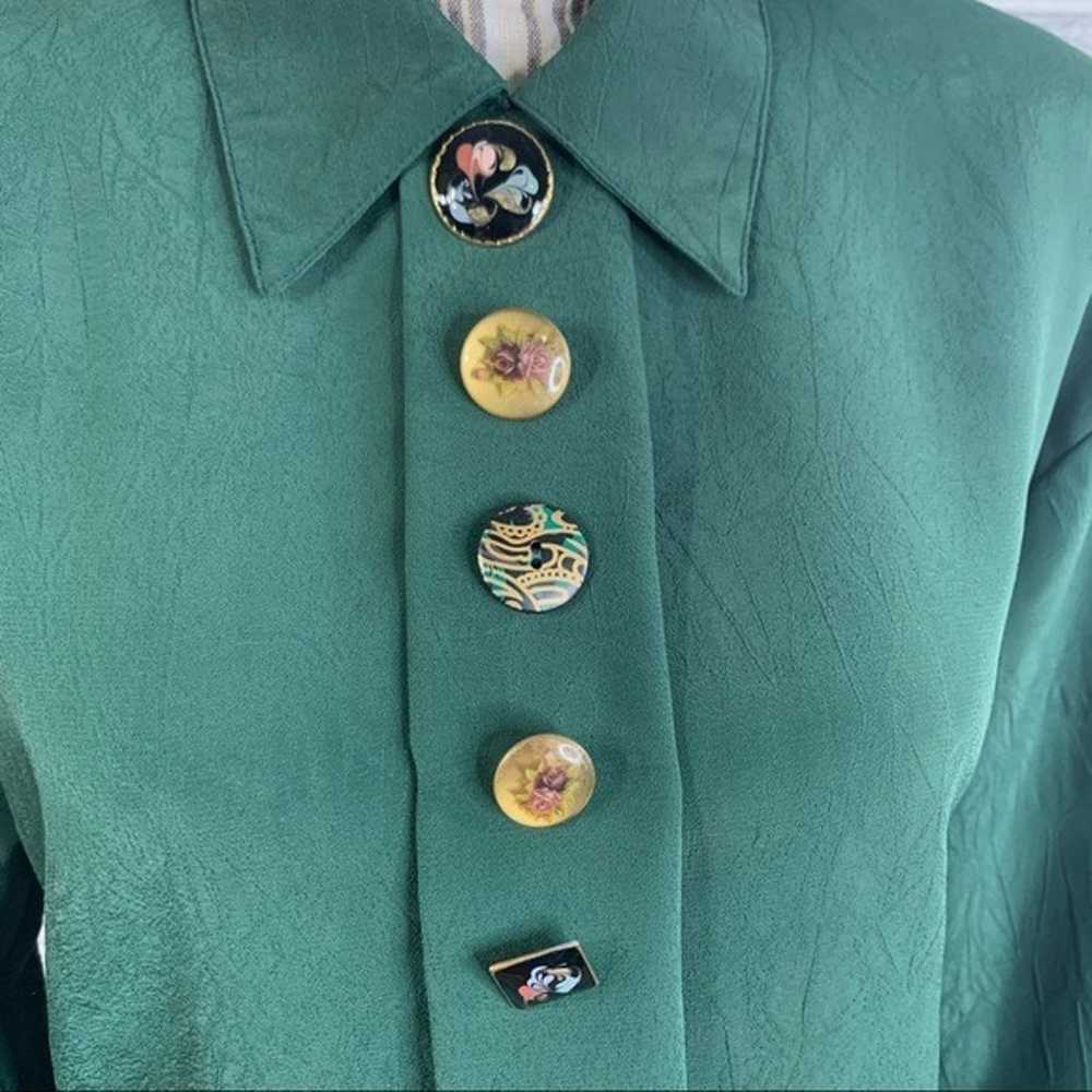 Vtg Impressions Green Button Up Shirt - image 3