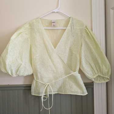 H&M Crinkled Wrap Top Lemon Yellow - image 1