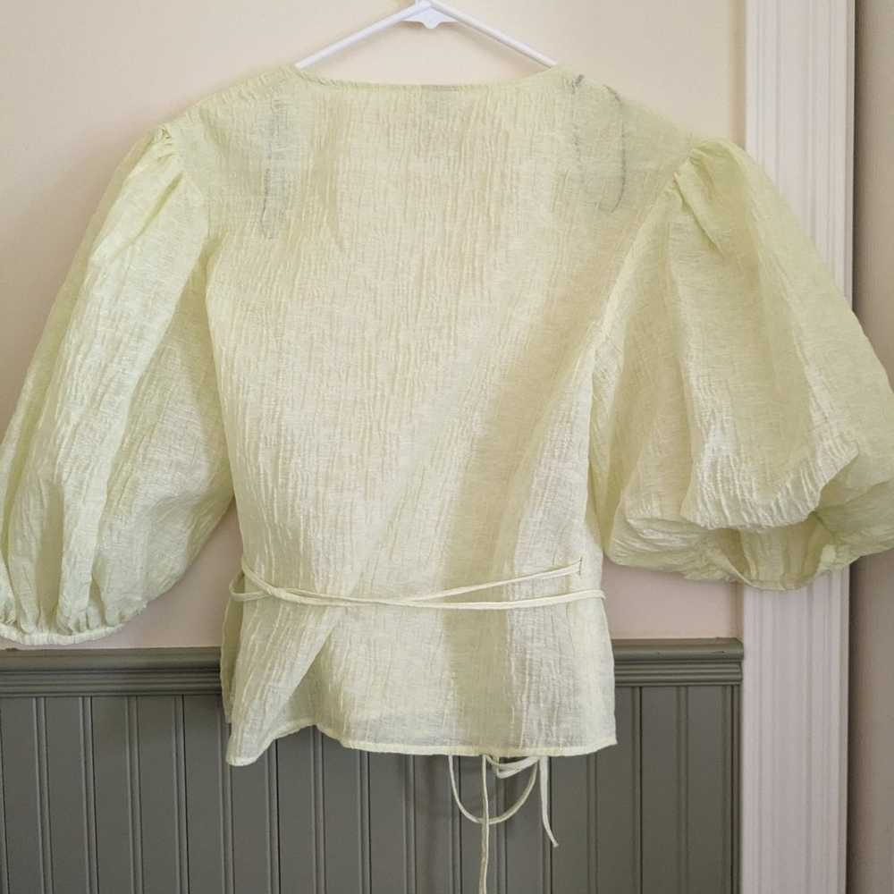 H&M Crinkled Wrap Top Lemon Yellow - image 3