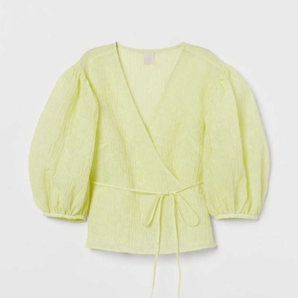 H&M Crinkled Wrap Top Lemon Yellow - image 5