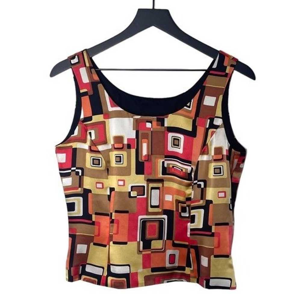 90s Mod Geo Print Silk Tank - image 1