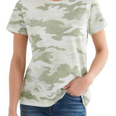 Lucky Brand Pink Camo Graphic Jersey T-shirt Blou… - image 1