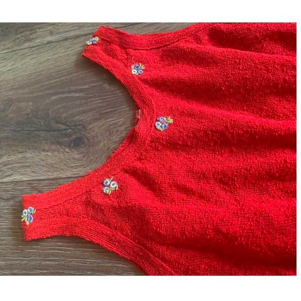 Red vintage floral knitted tank top No tags - image 2