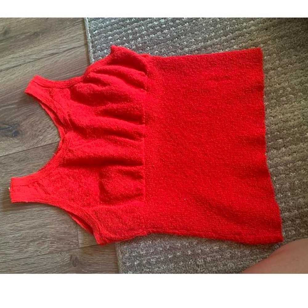 Red vintage floral knitted tank top No tags - image 4