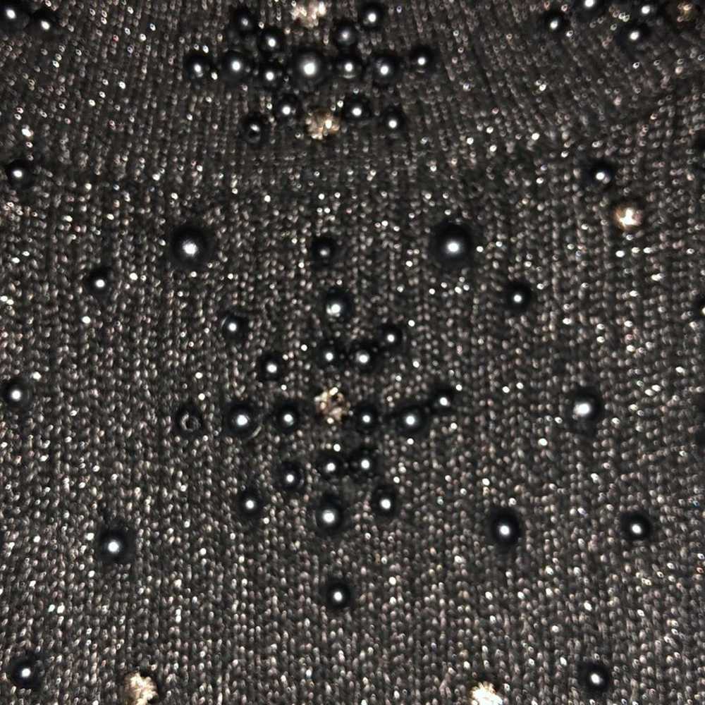 Vintage beaded rhinestone metallic crop top - image 4