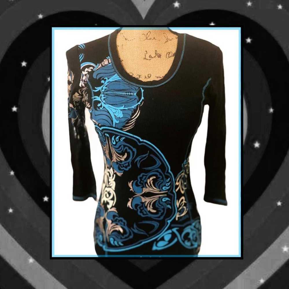 Vintage Y2K Swirl Long Sleeve Top - image 1