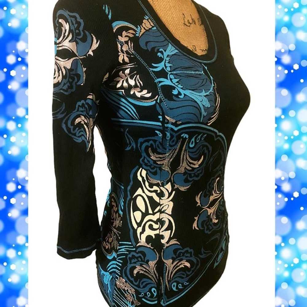 Vintage Y2K Swirl Long Sleeve Top - image 2