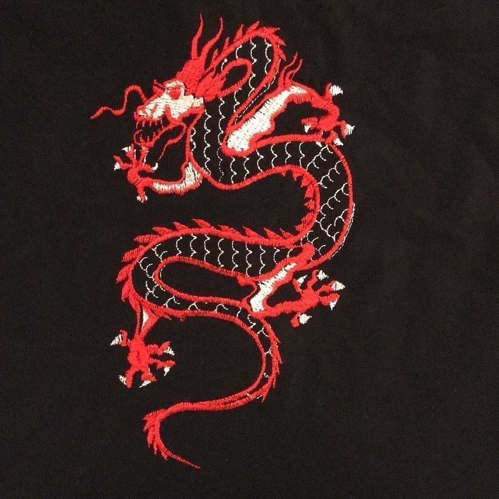 RARE Vintage Mesh Oriental Dragon Short Sleeve Top - image 3