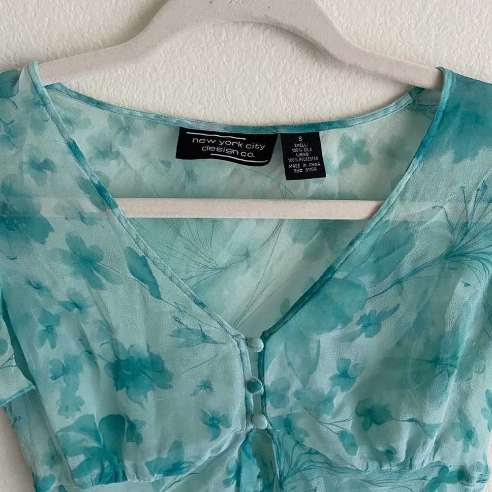 blue floral ruffle blouse - image 1