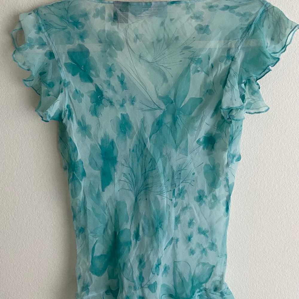 blue floral ruffle blouse - image 3