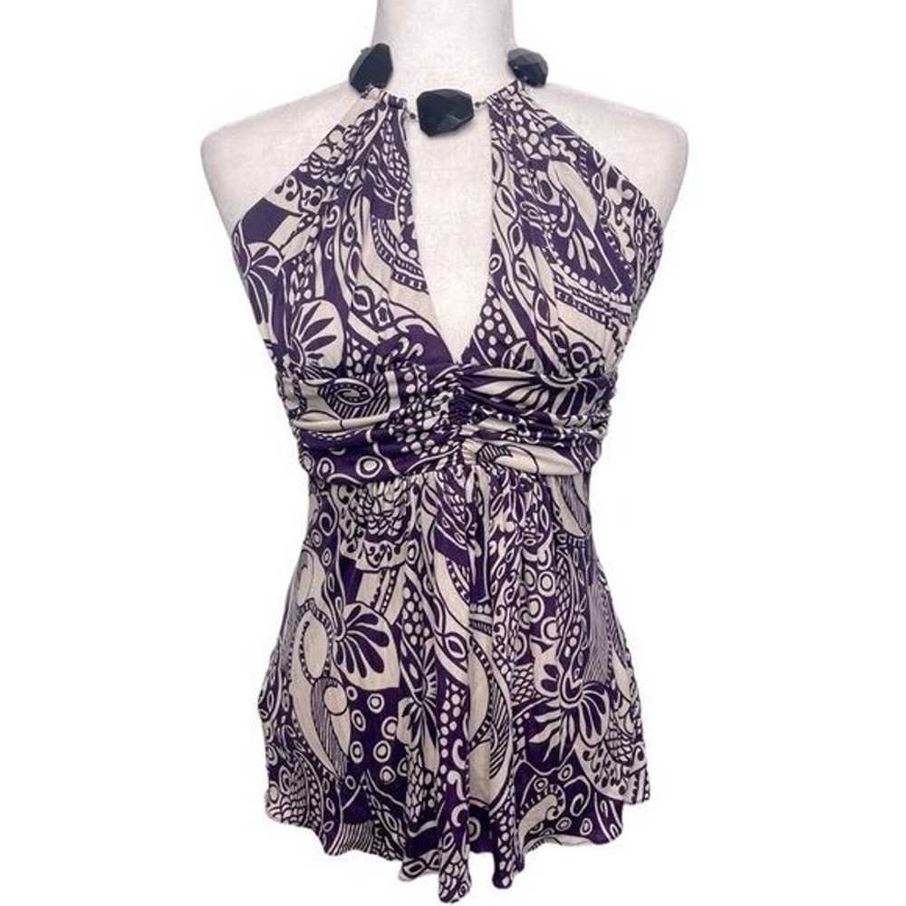 Y2K Silk Deep V Necklace Halter Top - image 1