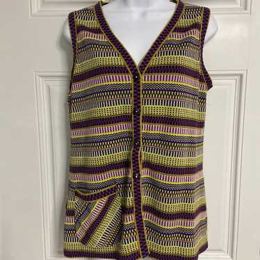 2- Y2K Stripe Knit Button Front Vest - image 1