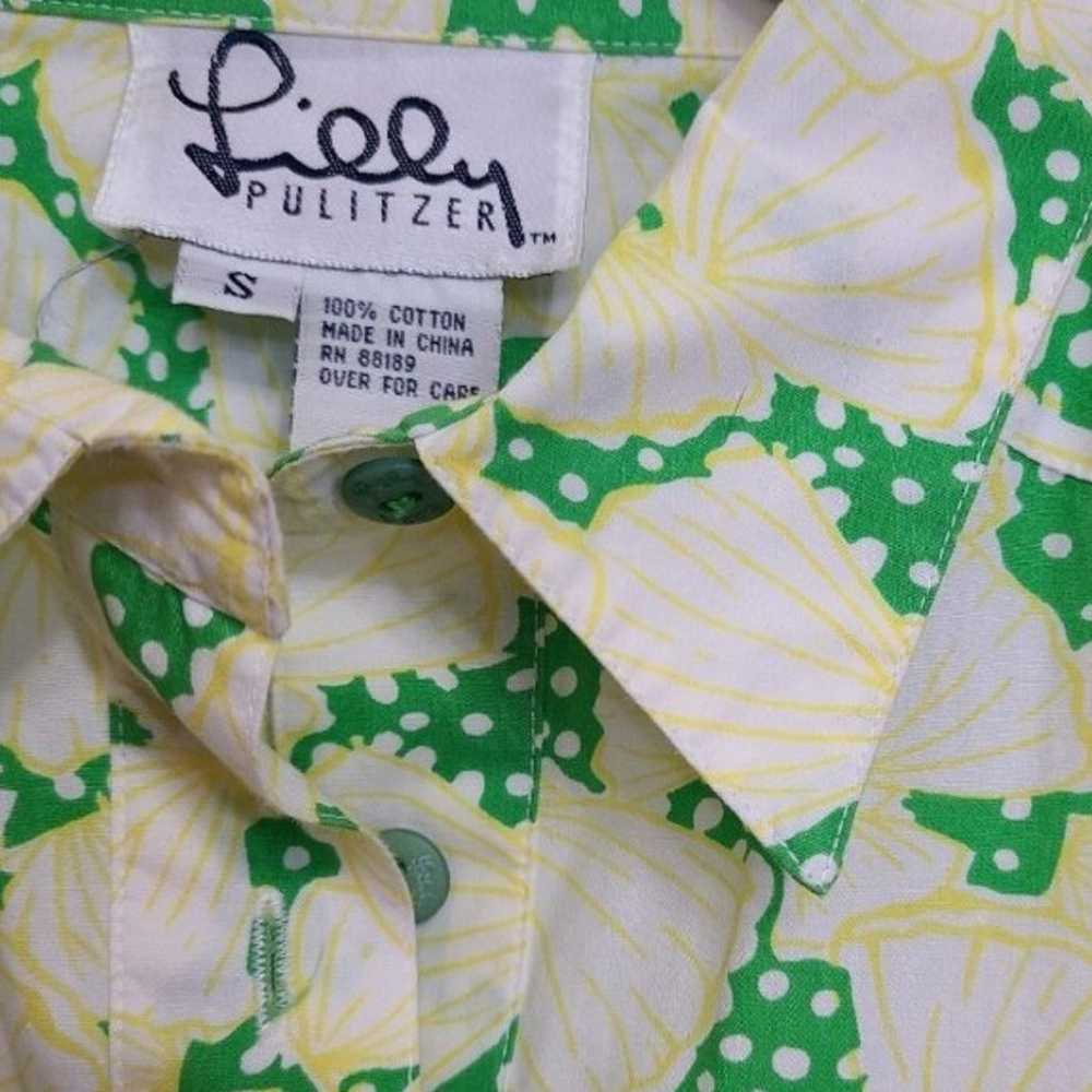 VTG Lilly Pulitzer Green & Yellow Shell Print Sho… - image 2