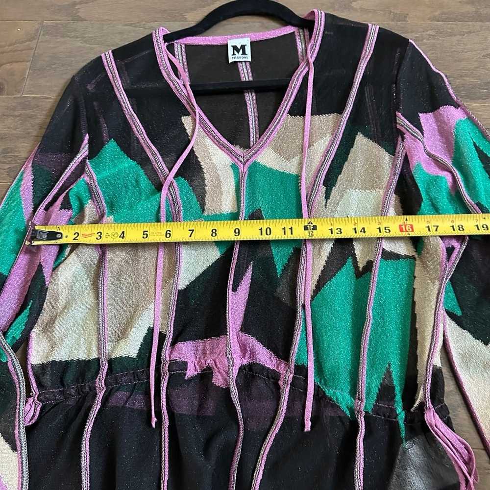 MISSONI Metallic Black Pink Sheer Blouse (Small) - image 11