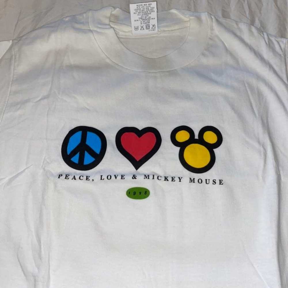 VINTAGE DEADSTOCK 90S DISNEY STORE PEACE LOVE MIC… - image 2