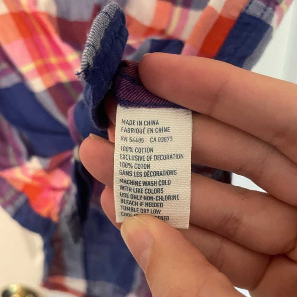 Y2K AEO Tie Front Plaid Western Button Down - image 3