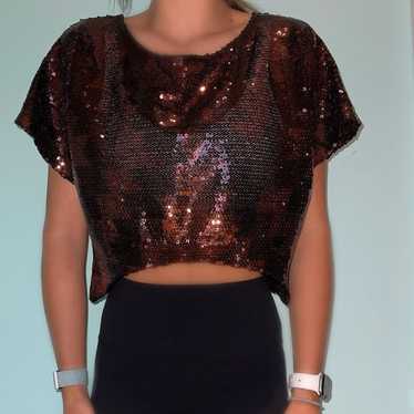 Bebe Addictions Sequin Crop Top - VINTAGE