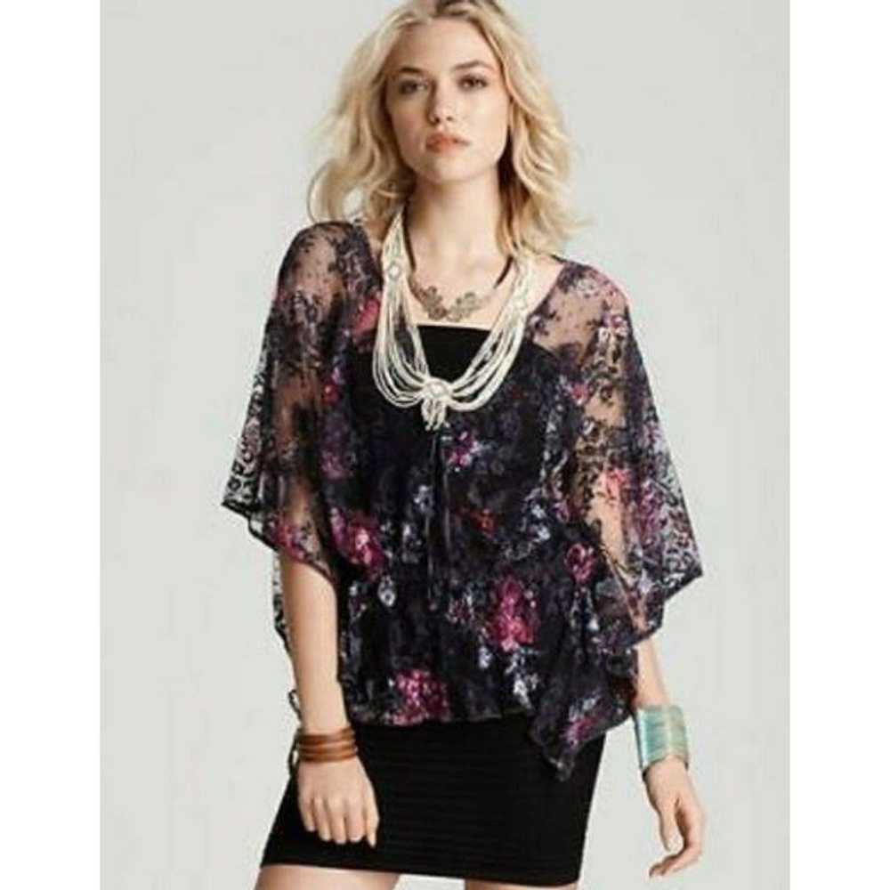 Free People-Floral Boho Ruffle Blouse-S - image 1