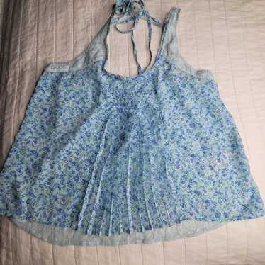 Baby blue/teal Abercrombie and Fitch Floral vinta… - image 1