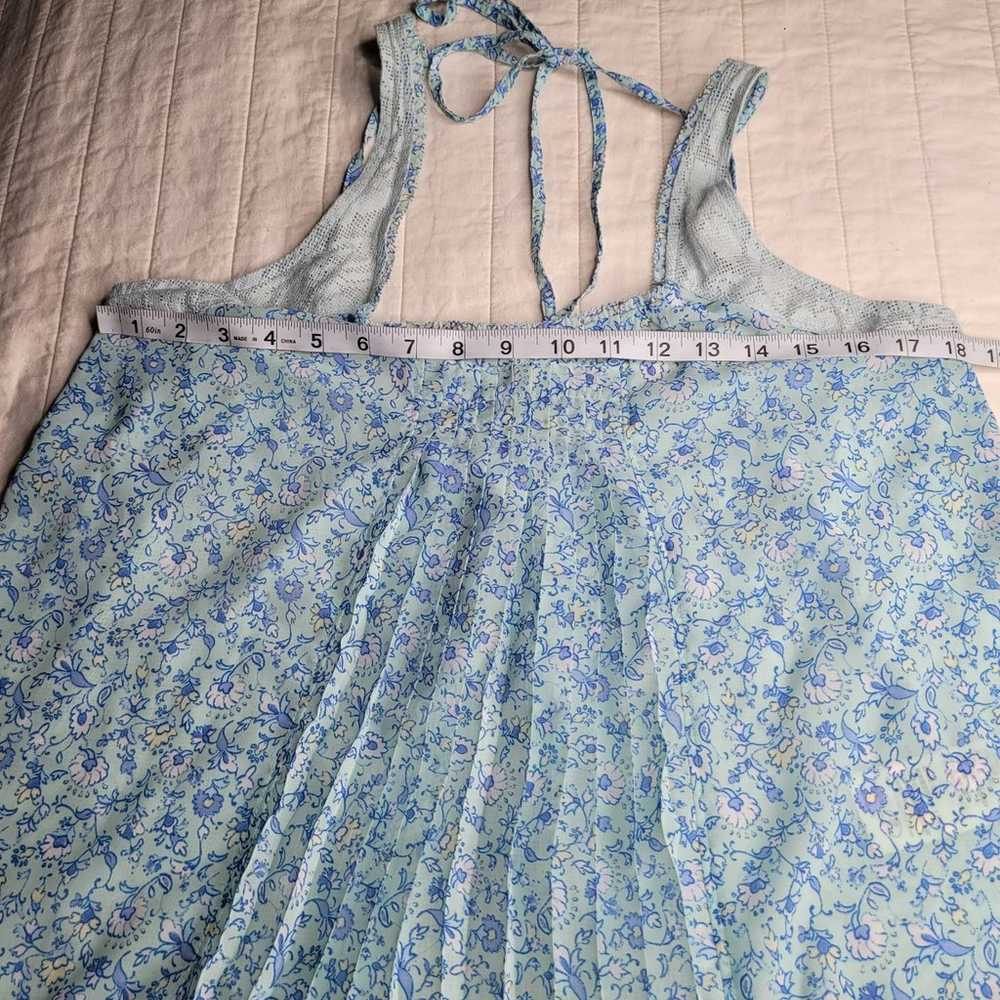 Baby blue/teal Abercrombie and Fitch Floral vinta… - image 3