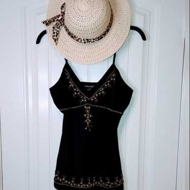 Vintage Y2k Black Embellished Cami (M) Wet Seal - image 1