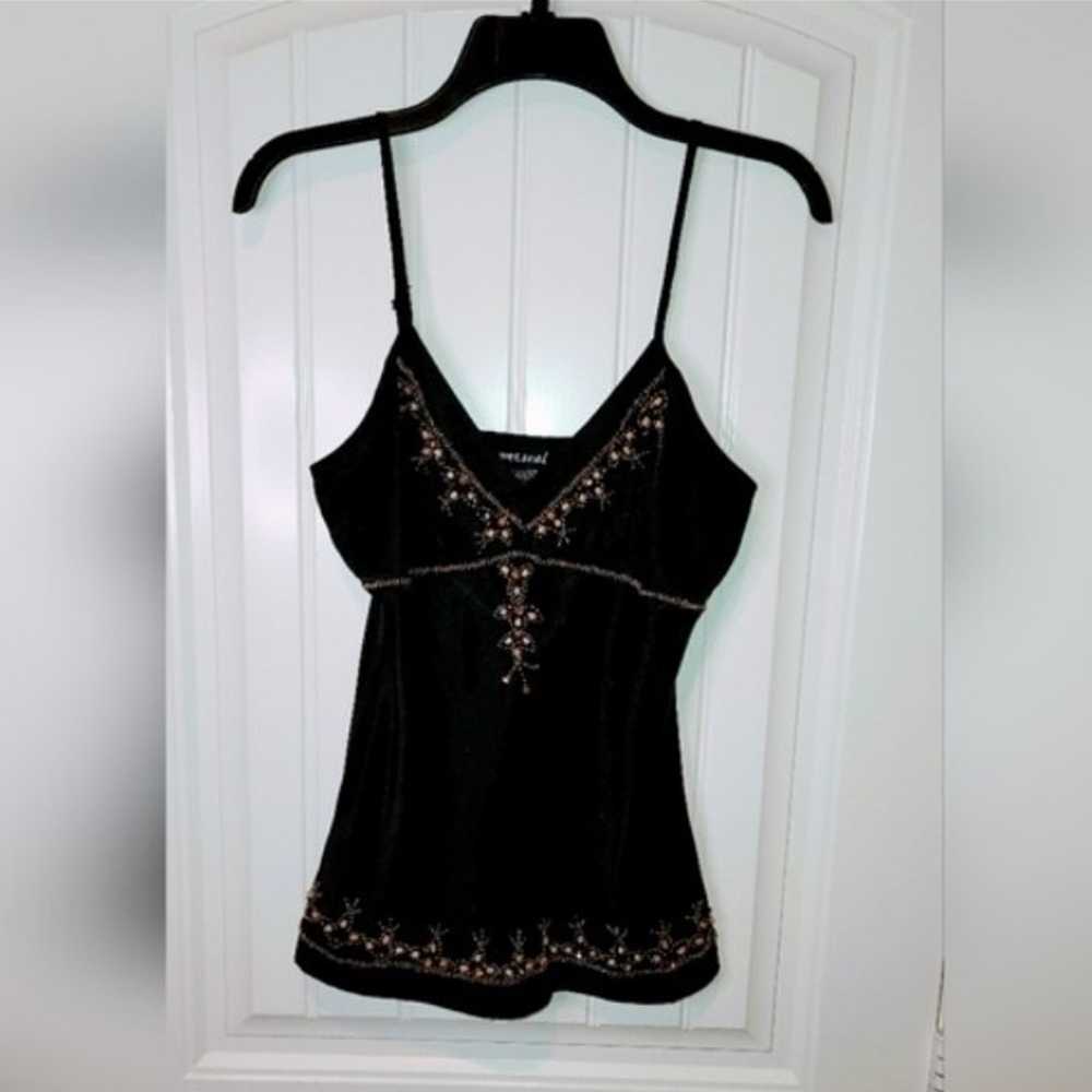 Vintage Y2k Black Embellished Cami (M) Wet Seal - image 2