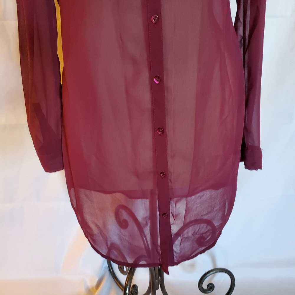 Shear Burgundy Red Long Buttoned Shirt Top by Fre… - image 4