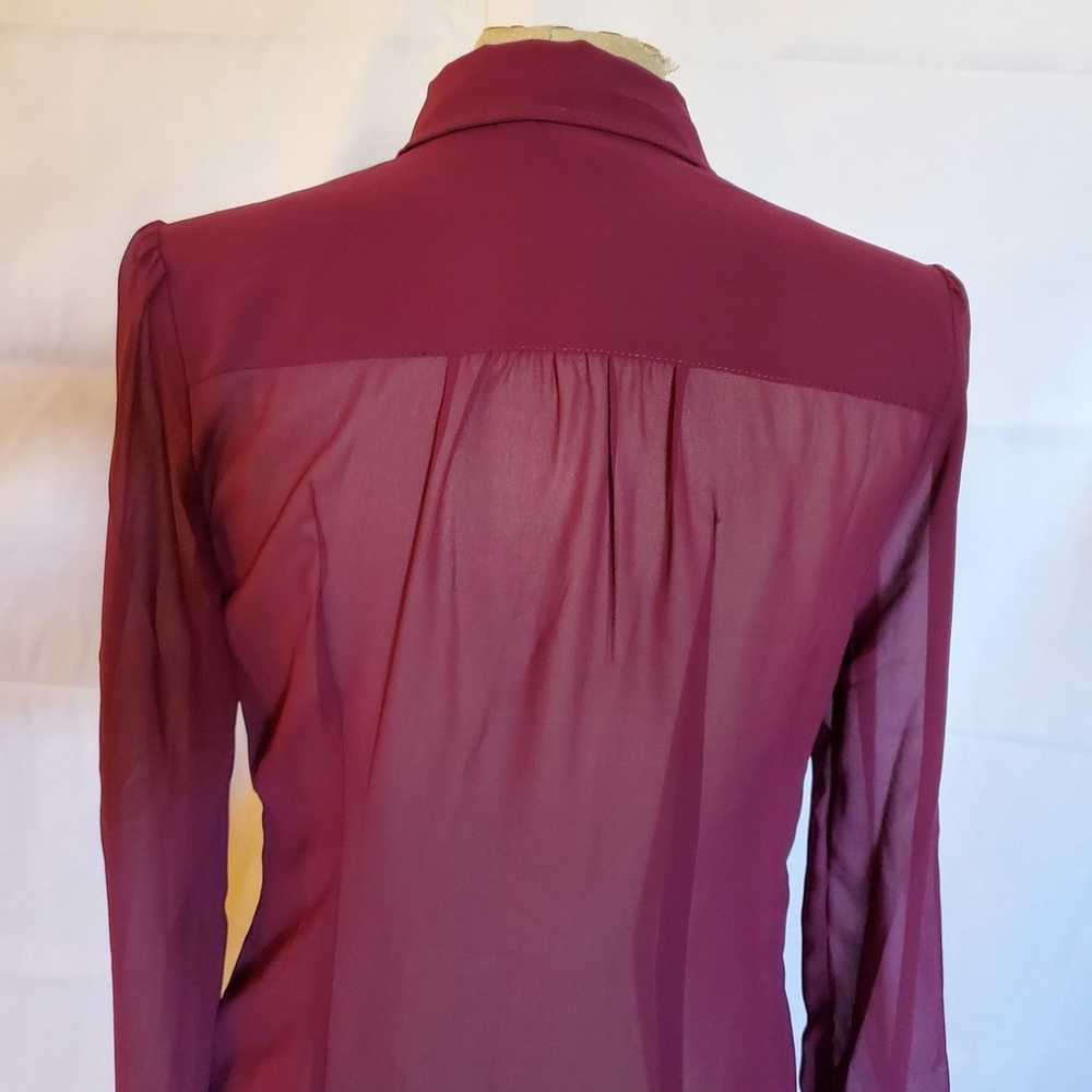 Shear Burgundy Red Long Buttoned Shirt Top by Fre… - image 5