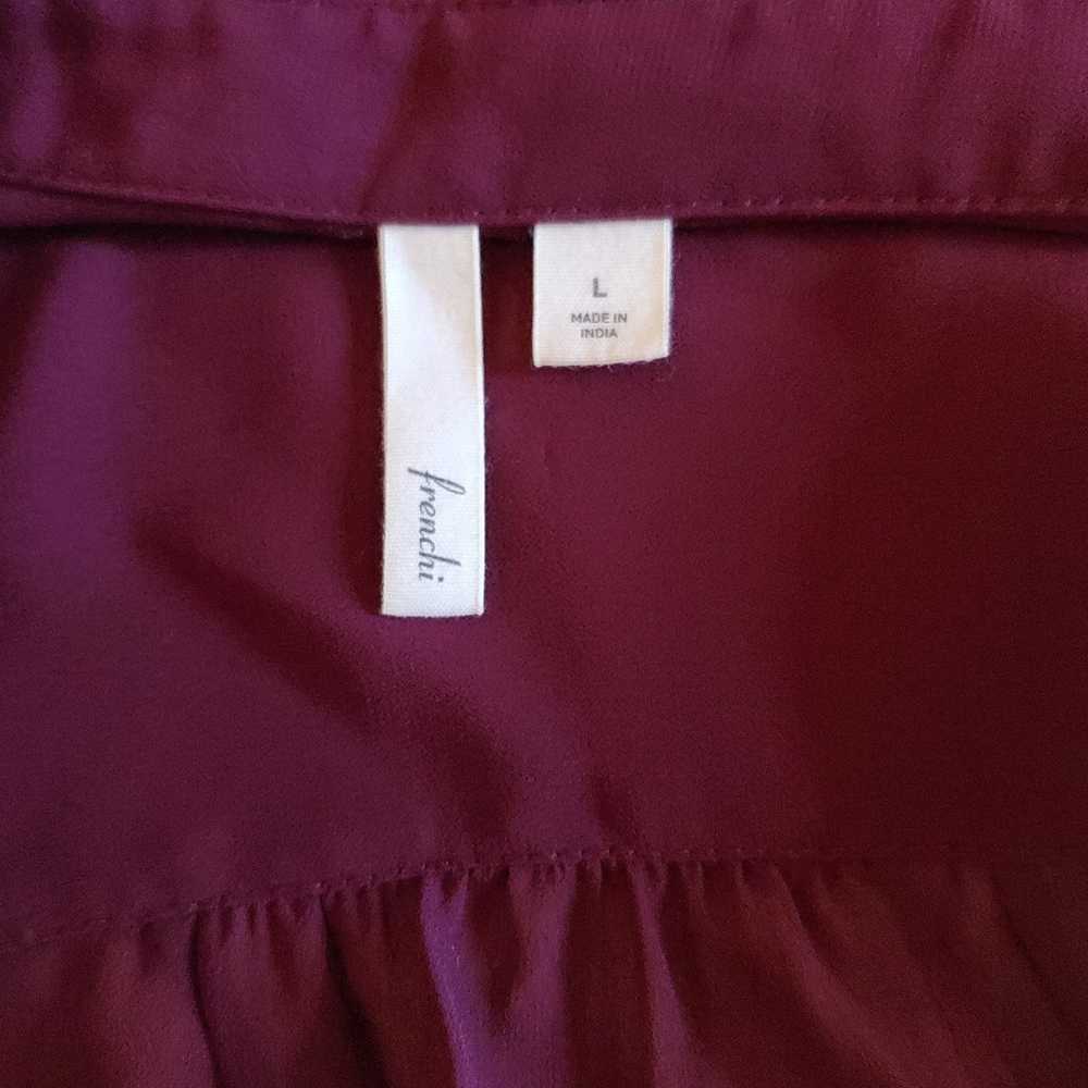 Shear Burgundy Red Long Buttoned Shirt Top by Fre… - image 8