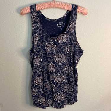 Loft NWOT Vintage Soft Tank navy blue floral - image 1